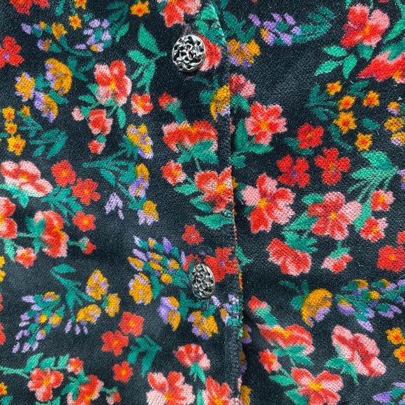 Vintage 90s GAP Floral Velvet Kids Button up Dress - Girls XXS - Picture 3 of 8